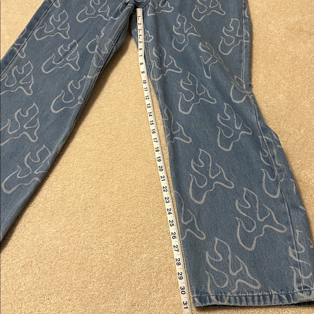 Vintage Vans Check -5 Blaze loose denim jeans featuring flame print size 33x31 - Picture 6 of 12